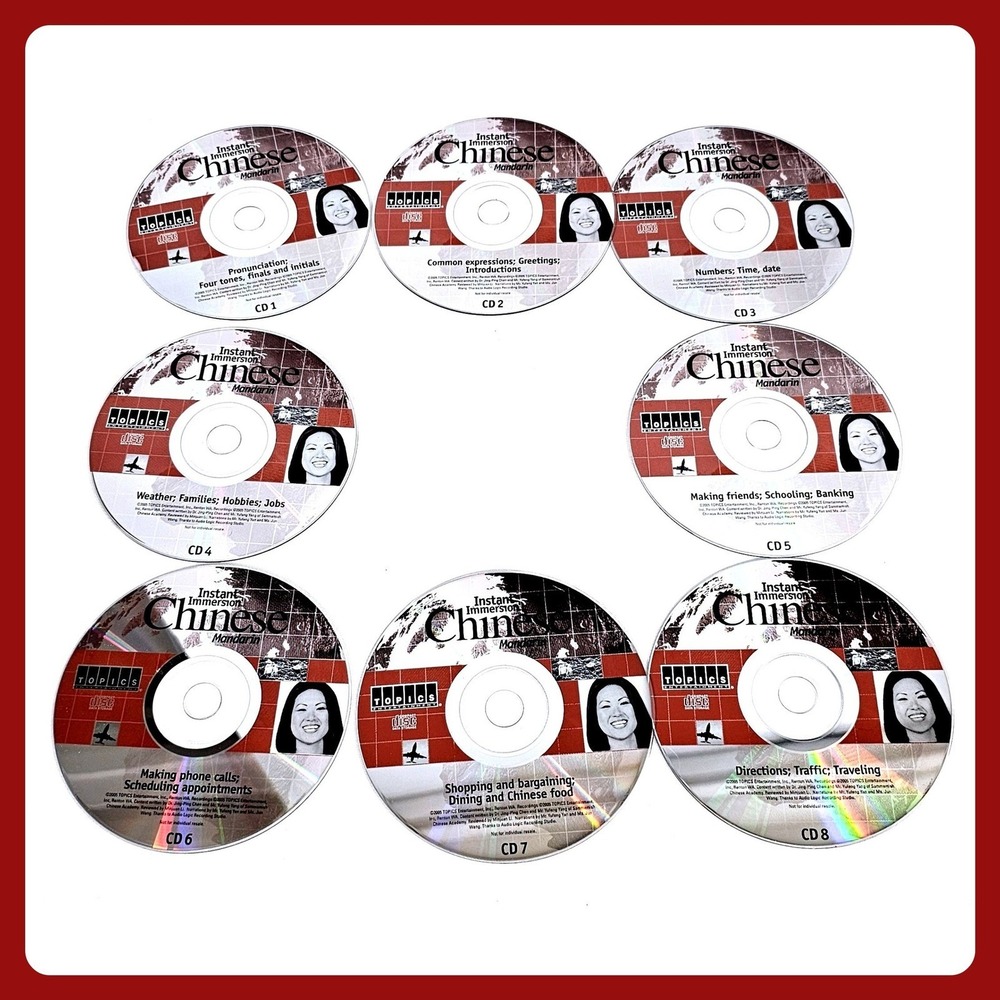 Topics Instant Immersion Chinese Mandarin Learn Language 8 CD Set Excellent